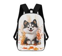 sinyumoney Adorable Husky Puppy Illustration School Backpack Lightweight Schoolbag Dayback Bookbag College for Camping Outdoor Adventures And Daily Travel 17inch