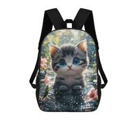 sinyumoney Adorable Kitten in Garden Pond 3D Printed 17inch School Bag Children's School Backpack Travel Backpacks Casual Fashion Bag for Kids School Students