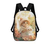 sinyumoney Adorable Kitten Window View School Backpack Large School Backpack for Boys for Campus Outdoor Travel Sports 17inch