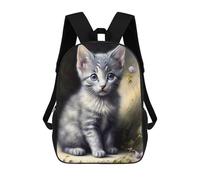 sinyumoney Adorable Kitten with Blue Eyes -1 Kids Backpack 17 Inch School Bag 3D Printed Cartoon School Backpacks for Boys And Teenager School Students