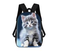 sinyumoney Adorable Kitten with Blue Eyes 17 Inch Kids Backpack Fashion Fun Backpack Book Bag for Boys And Teenager 3D Printed for Boys