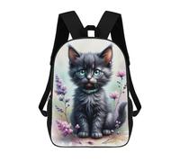 sinyumoney Adorable Kitten with Flowers Children's 17 Inch School Backpack 3D Printed Casual Daypacks for Kids Travel Rucksacks Book Bags Kids School Bag