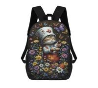 sinyumoney Adorable Nurse Cat with Kitten Backpack School Bag High Secondary School Bags Casual Backpack - Perfect for Travel, Work And Daily Use 17inch