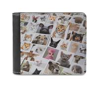 sinyumoney Adorable Pet Faces Compilation 3D Print Clutch Purse Card Slots ID Banknote Compartments Soft Convenient Leather Men's Wallet 11.7cm*9.5cm