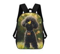 sinyumoney Adorable Poodle with Yellow Duck Toy Backpack School Water Resistant Travel Backpack Computer Bag - Perfect for Travel, Work And Daily Use 17inch