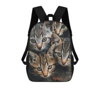 sinyumoney Adorable Tabby Kittens -1 3D Printed 17inch School Bag Children's School Backpack Travel Backpacks Casual Fashion Bag for Kids School Students
