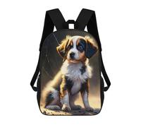 sinyumoney Adorable Tri-Color Puppy Portrait Rucksack Lightweight Airport College Students Back Pack- Perfect for Travel, Work And Daily Use 17inch