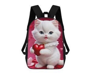 sinyumoney Adorable Valentine's Day Kitten Backpack School Business Laptop Rucksack Bag Unisex Casual Daypack for Girls Boys Teenage 17inch