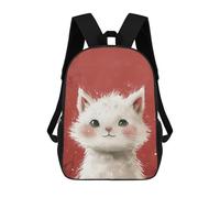 sinyumoney Adorable White Kitten Illustration School Backpack Lightweight Airport College Students Back Pack for Boys/Girls/Teenagers 17inch