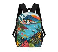 sinyumoney Aeolian Island Italy Illustration Backpack School Lightweight Schoolbag Dayback Bookbag College for Men, Women & Teenage Boys 17inch