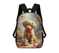 sinyumoney Affectionate Sweet Aesthetic Charming Cartoon, A Cute Puppy Sits Next to A Strawberry Bush Backpack School Computer Rucksack for School/Work/Travel for Girls Boys Teenage 17inch
