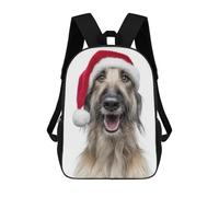 sinyumoney Afghan Hound Dog with Santa Hat Kids Backpack, Kids School Bag 3D Printed School Backpacks for Boys And Teenager School Students 17inch