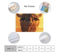 sinyumoney African Buffalo Sunset Portrait Art Work for Home Walls for Rustic Bath Decor Canvas Art 24x36inch(60x90cm)