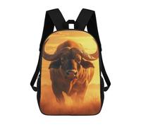 sinyumoney African Buffalo Sunset Portrait School Backpack School Bags for Girls Boys Backpack with Pocket Fashion School Bag Kids Backpack 17inch