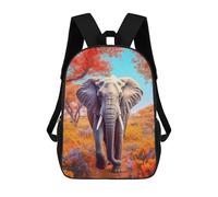 sinyumoney African Elephant in Autumn Landscape 3D Printed 17inch Kids School Bag Rucksacks Children's School Fashion Casual Back Pack High Capacity Travel Book Bags