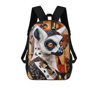sinyumoney African Lemur Portrait Children's School Backpack 3D Printed for Kids Travel Rucksacks Book Bags for Boys Elementary School Students 17inch