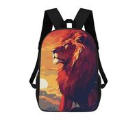 sinyumoney African Lion Pixel Art Kids Backpack, Kids School Bag 3D Printed School Backpacks for Boys And Teenager School Students 17inch