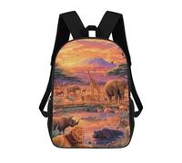 sinyumoney African Safari Sunset Children's Backpacks 17inch School Backpack 3D Printed Bag Bookbag for Kids Travel Rucksacks Boy Girl Book Bags Kids School Bag