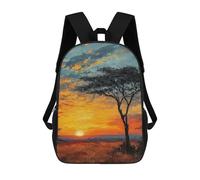 sinyumoney African Sunset Serenity Backpacks Kids School Backpack School Bag 3D Printed School Bag for Boys Elementary And Middle School Students 17inch