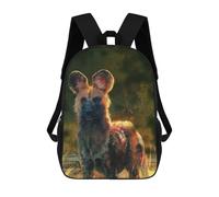sinyumoney African Wild Dog Children's Backpack, 3D Printed School Backpack, Backpack for Boys Girls, Adjustable School Bag for Primary School 17inch
