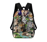 sinyumoney African Wildlife Collage Kids School Backpack 3D Printed Backpacks Fashion School Bag Rucksacks for Boys Elementary And Middle School Students 17inch