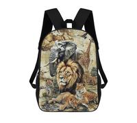 sinyumoney African Wildlife Collage School Backpack for Girls 17inch Casual Daypack Lightweight Rucksack Boy Girl Backpack for Middle School Students