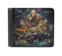 sinyumoney African Wildlife Paradise 3D Print Wallet Slots ID Window Banknote Compartments Soft Convenient Men's Wallets Everyday Use 11.7cm*9.5cm