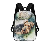 sinyumoney Airedale Sleeps in Garden School Backpack Lightweight Casual Daypack School Backpacks for Boys/Girls/Teenagers 17inch