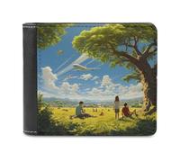 sinyumoney Airplane Watching in The Park 3D Print Men's Wallet Slots ID Window RFID Blocking Stylish Slots Note Section Leather Wallet 11.7cm*9.5cm