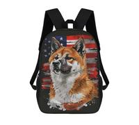 sinyumoney Akita American Flag Backpack School Bag Water Resistant Travel Backpack Computer Bag for Girls Boys Teenage 17inch