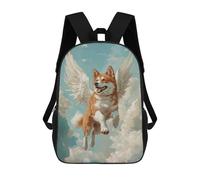 sinyumoney Akita Angel Dog Remembrance Artwork Dog with Wings in The Clouds Backpacks 3D Printed 17inch Kids School Backpack Outdoor Casual Daypack Casual Travel Bags for Middle School Students