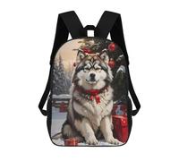 sinyumoney Alaska Christmas Dog Backpack School Bag Lightweight Schoolbag Dayback Bookbag College for Men/Women 17inch