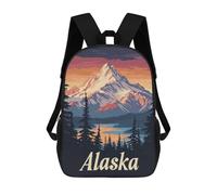 sinyumoney Alaska Mountain Sunset Backpacks Kids School Backpack School Bag 3D Printed School Bag for Boys Elementary And Middle School Students 17inch