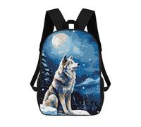 sinyumoney Alaska Wolf Snow Pixel Art Backpack School Bag Travel College Rucksack Backpacks for Boys/Girls/Teenagers 17inch