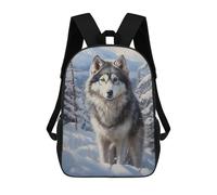 sinyumoney Alaskan Malamute 3D Printed 17 Inch School Backpack Children's Backpacks 3D Printed Cool Knapsack for Boys Elementary And Middle