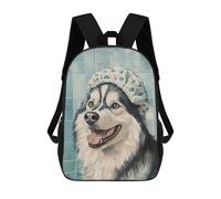 sinyumoney Alaskan Malamute Bath Time Fun 3D Printed Kids 17inch Backpacks Boys Fashion Travel Backpacks School Bag for Boys Elementary And Middle School Students