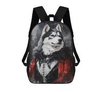 sinyumoney Alaskan Malamute in Red Cloak School Backpack Lightweight Airport College Students Back Pack for Boys/Girls/Teenagers 17inch
