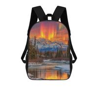 sinyumoney Alaska's Aurora Borealis Majesty School Bag 3D Printed 17inch Backpacks Fashion Kids School Backpack Rucksacks for Boys Elementary And Middle School Students