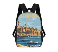 sinyumoney Alexandria Egypt Backpacks Kids School Backpack School Bag 3D Printed School Bag for Boys Elementary And Middle School Students 17inch