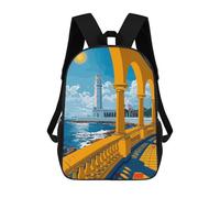 sinyumoney Alexandria Lighthouse View Kids School Backpack School Bag 3D Printed School Bag for Boys Elementary And Middle School Students 17inch