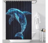 sinyumoney Algorithmic Cosmic Dolphin Bath Shower Curtains Mildew 100% Polyester Fabric Washable Shower Curtain for Bathroom for Bathroom Wet Room 46.85x70.87Inch（119x180cm）