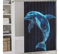 sinyumoney Algorithmic Cosmic Dolphin Shower Curtain for Bathroom Washable Waterproof Cloth Fabric Shower Curtain Anti Mould for Stalls Bathtubs 56.30x70.87Inch（143x180cm）