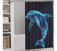 sinyumoney Algorithmic Cosmic Dolphin Shower Curtains Mould Proof 100% Polyester Fabric Washable Bathroom Decor Curtains for Shower Bath Curtain Wet Room 53.54x70.87Inch（136x180cm）