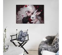 sinyumoney Alice And The White Rabbit Art Work for Home Walls for Rustic Bath Decor Canvas Art 12x18inch(30x45cm)