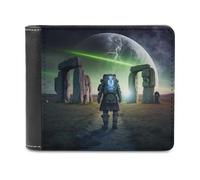 sinyumoney Alien 3D Print Clutch Purse Card Slots Coin Slots Note Section Slim Elegant Leather Wallet Youth Guys 11.7cm*9.5cm