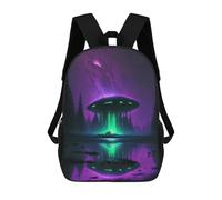 sinyumoney Alien Abduction Scene Children's Backpack, 3D Printed School Backpack, Backpack for Boys Girls, Adjustable School Bag for Primary School 17inch