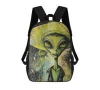 sinyumoney Alien Art VI Backpacks Kids School Backpack School Bag 3D Printed School Bag for Boys Elementary And Middle School Students 17inch