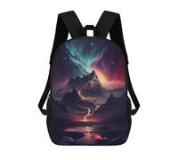 sinyumoney Alien Aurora Mountainscape Children's Backpacks School 3D Printed Bag Bookbag for Kids Travel Rucksacks Boy Girl Book Bags Kids School Bag 17inch