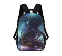 sinyumoney Alien Cityscape Sci-Fi Monster Backpacks 3D Printed School Bag Casual Kids Fashion School Bag for Boys Middle School Students School 17inch