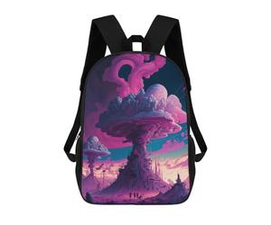 sinyumoney Alien Cloud Cityscape Children's School Backpack 3D Printed for Kids Travel Rucksacks Book Bags for Boys Elementary School Students 17inch